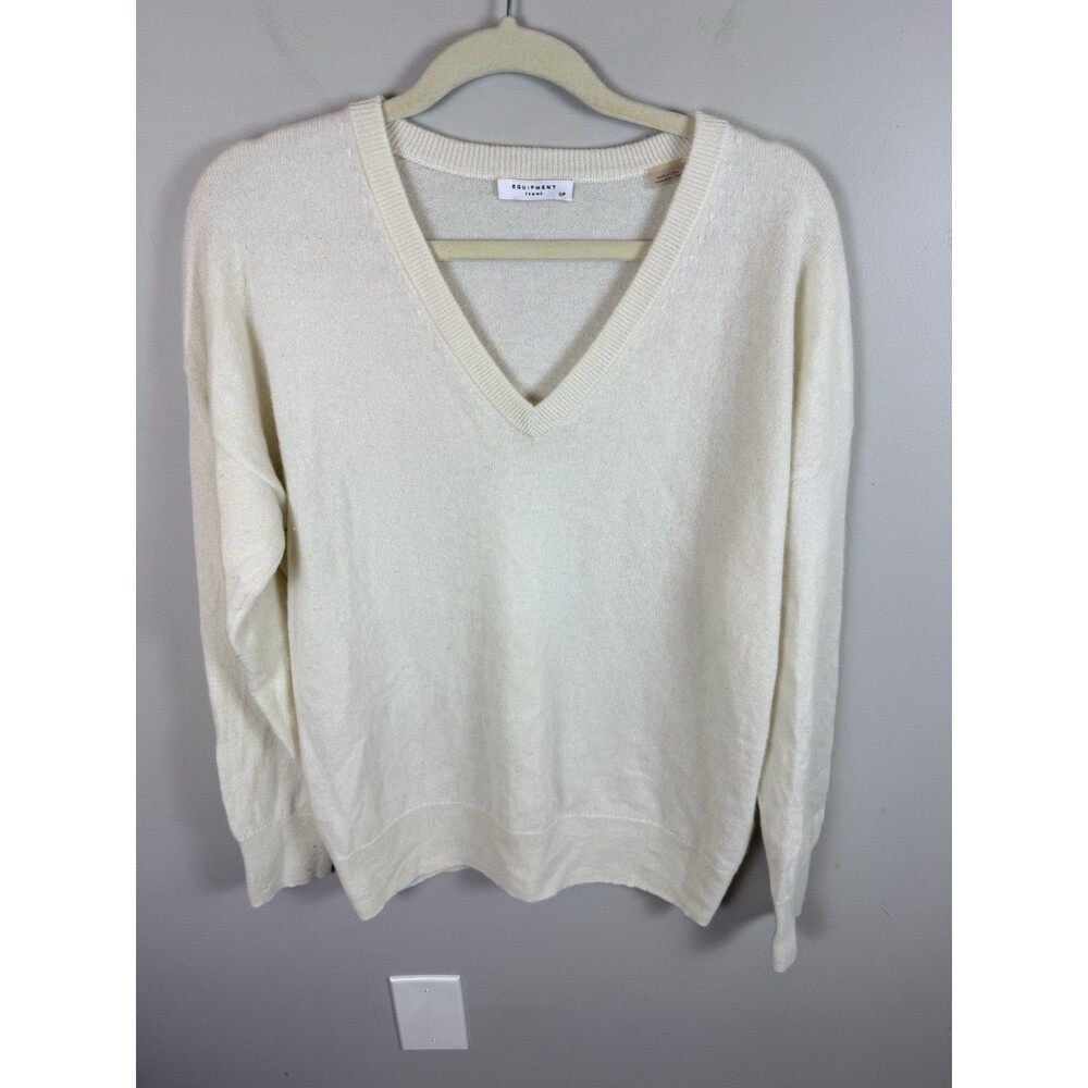 Equipment Femme Womens Sweater Small Ivory 100% Cashmere Minimalist Old Money